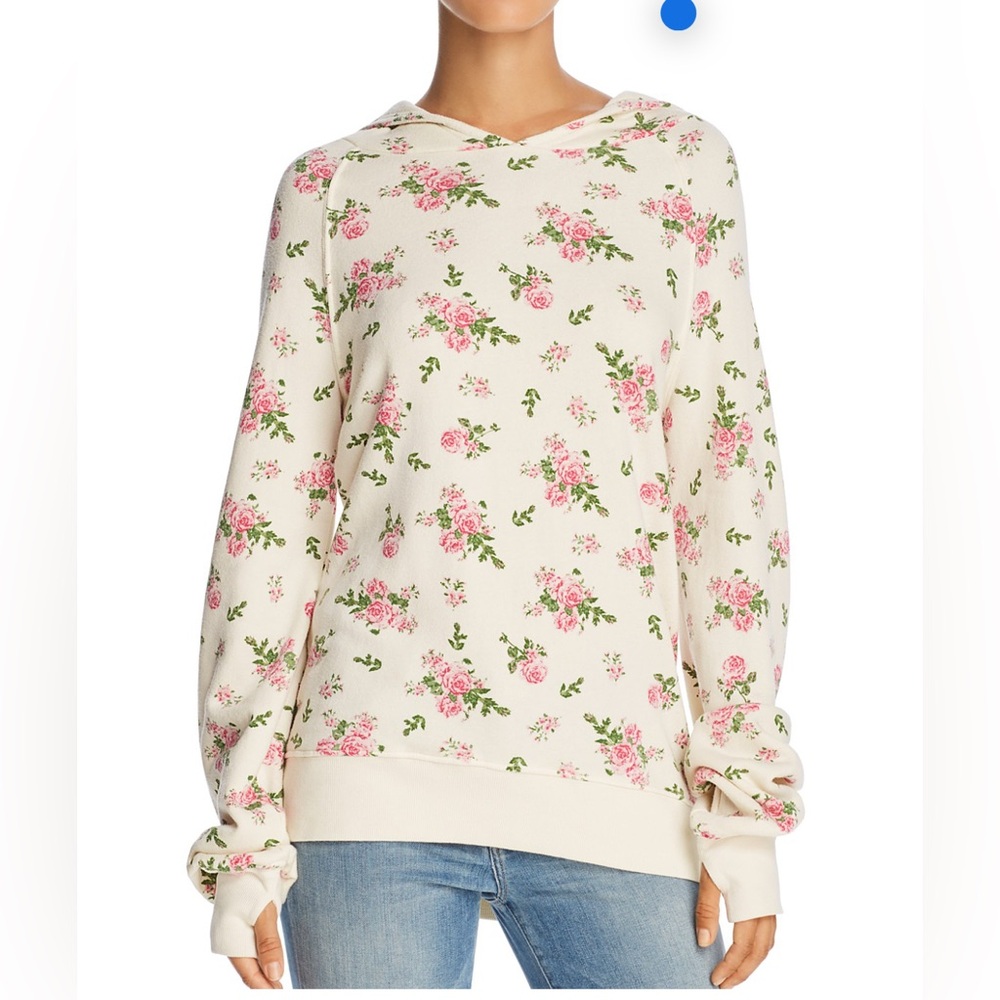 Pam & Gela Floral Print Hooded Sweatshirt size P / XS - Picture 1 of 11